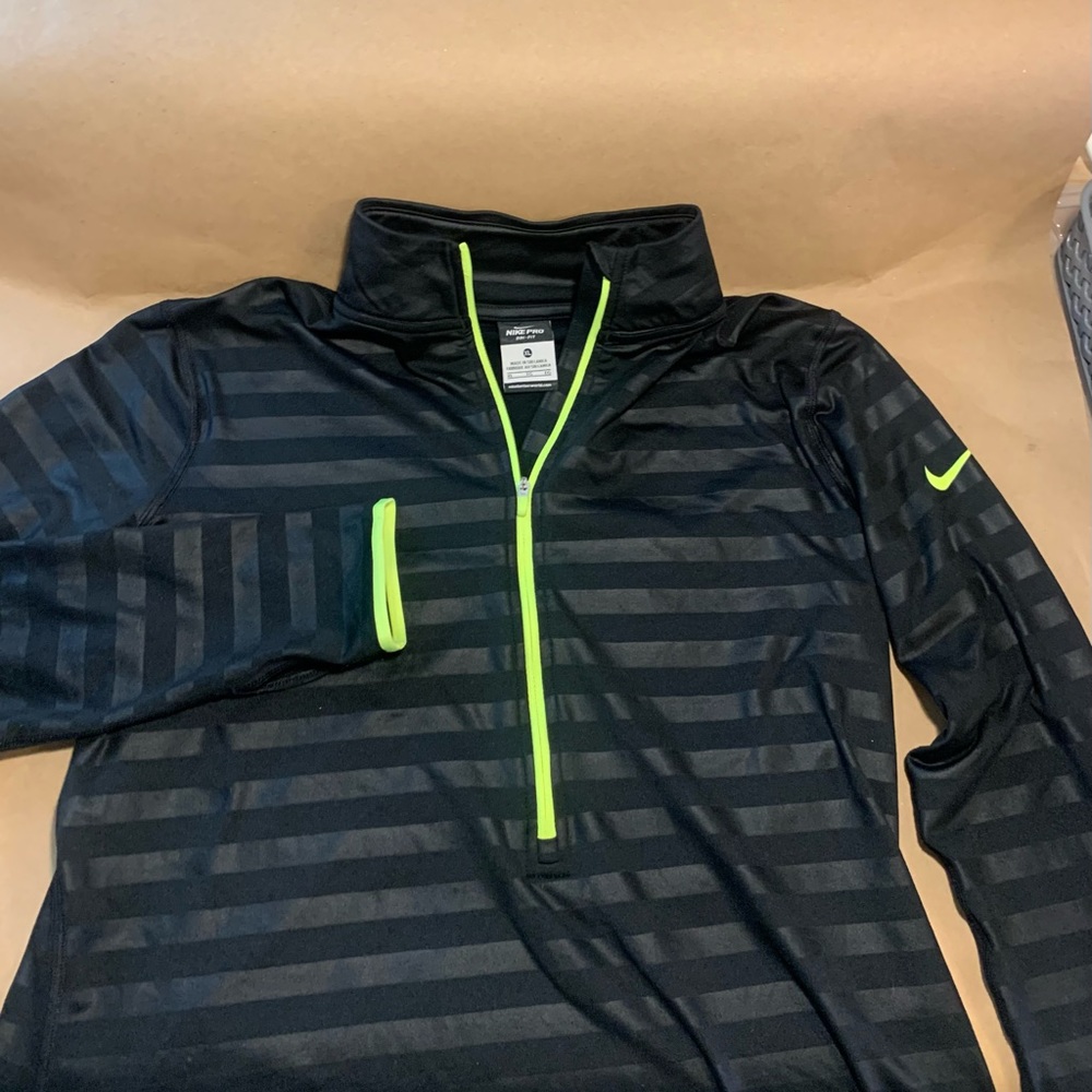 Nike Pro Long Sleeve Fleece-lined Striped Quarter Zip